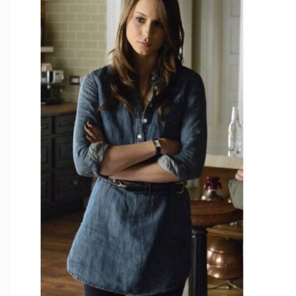 J Crew Tunic Dress Womens Size 0 Denim Chambray ASO Pretty Little Liars Preppy - Picture 2 of 12